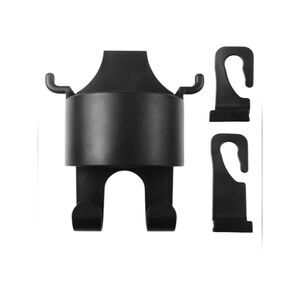 Black Multi-Functional Car Headrest Hook & Cup Holder 2pack